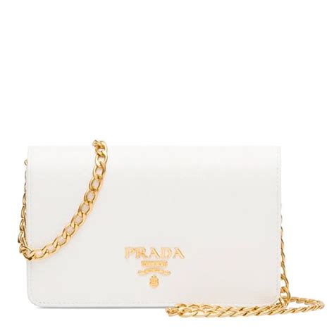 white prada bag with gold chain|Prada tessuto chain bag.